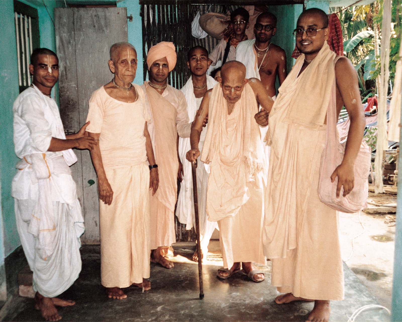 Srila Bhakti Bibudha Bodhayan Goswami Maharaj with his Gurudev Srila Bhakti Pramod Puri Goswami Thakur and disciple of Srila Prabhupad Bhakti Siddhanta Saraswati Goswami Thakur Srila Bhakti Niloy Giri Goswami Maharaj